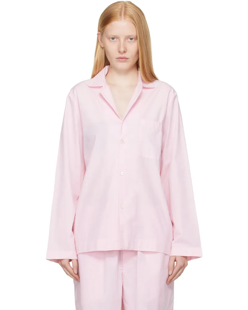 TEKLA Pink Poplin Long-Sleeved Pyjama Shirt Soft