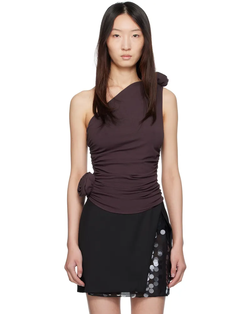 Magda Butrym Purple One-Shoulder Top Bordeaux