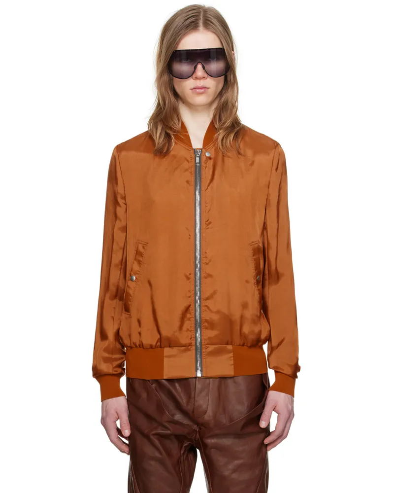 Rick Owens Orange Classic Flight Bomber Jacket 53