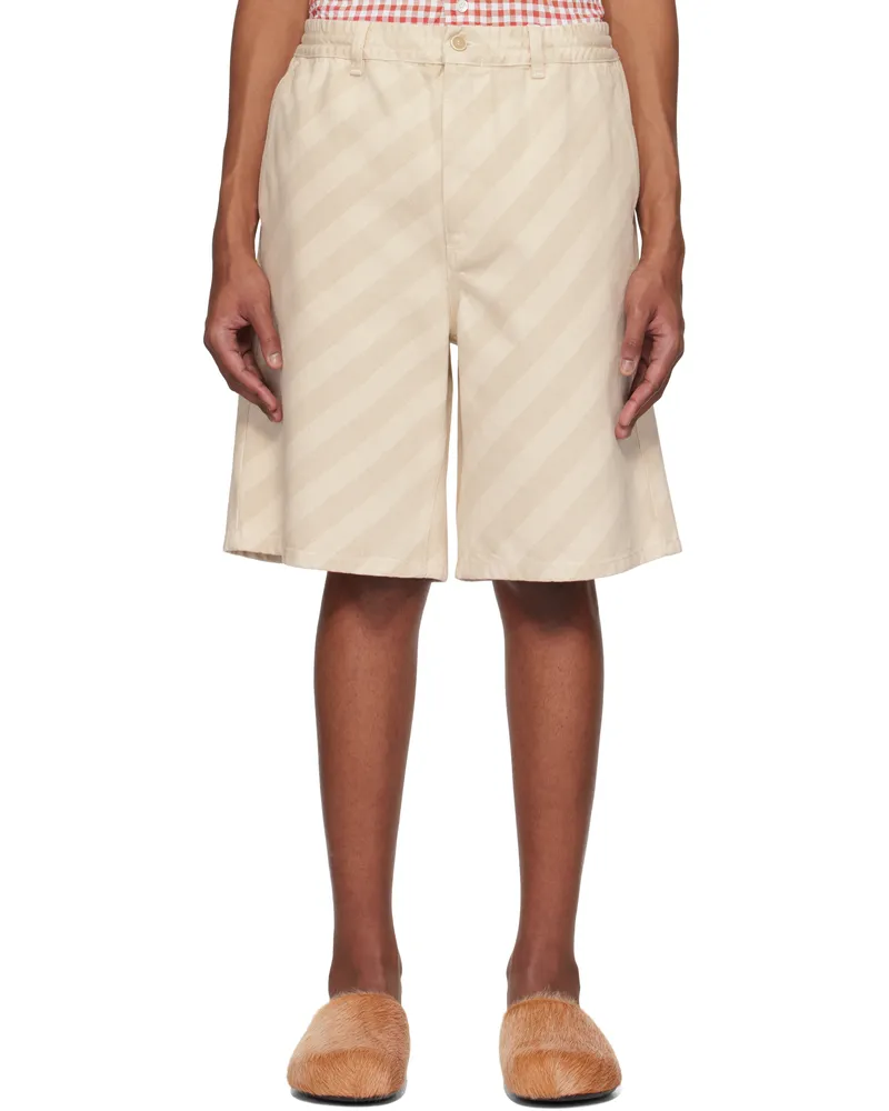 Marni Beige Striped Denim Shorts Stw08
