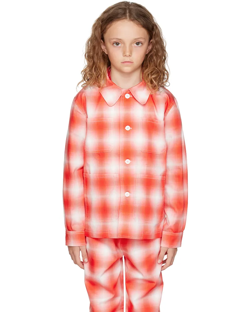 Charles Jeffrey Loverboy SSENSE Exclusive Kids Red & White Workwear Jacket Red