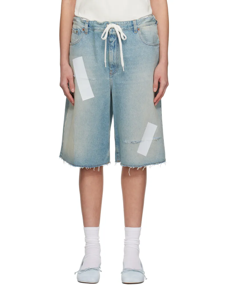 Maison Margiela Blue Taped Denim Shorts 964