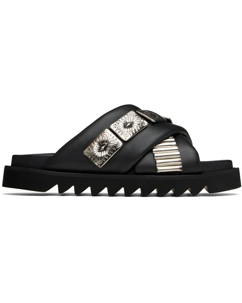 Toga SSENSE Exclusive Black Padded Leather Sandals Black