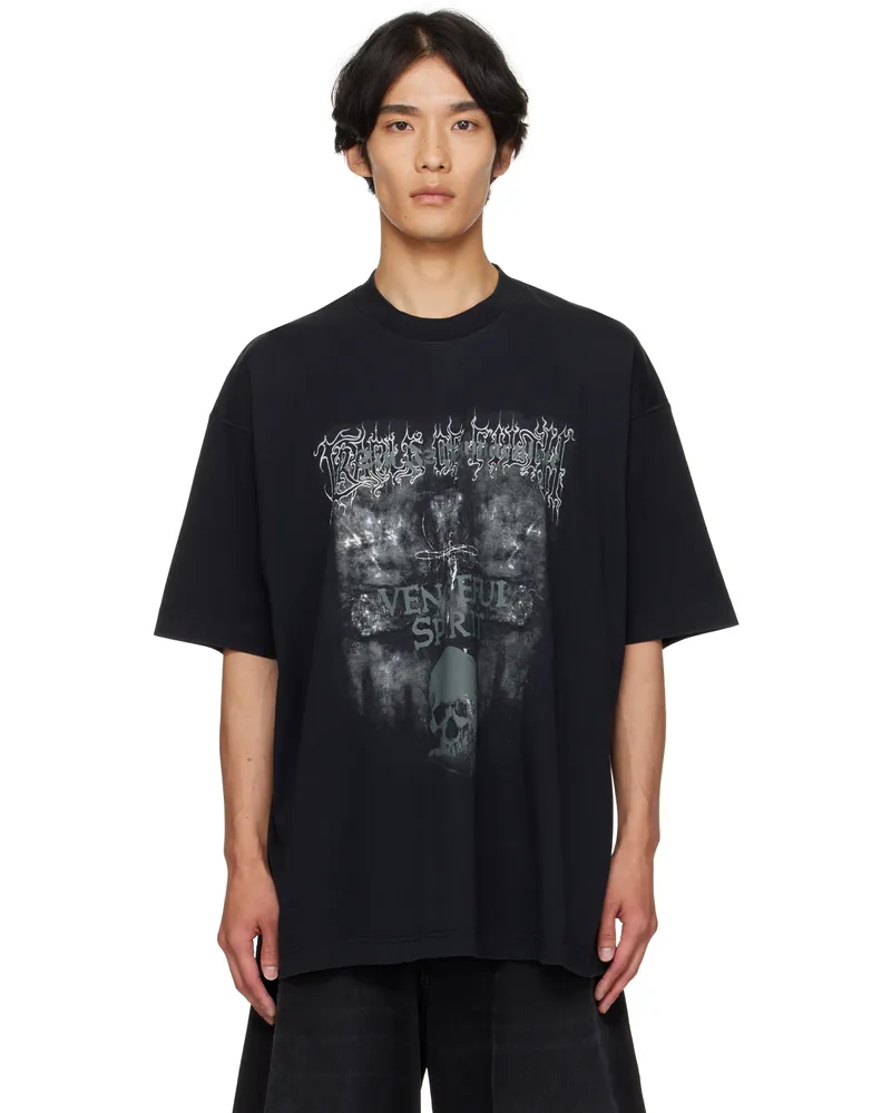 VETEMENTS Black Cradle of Filth 'Vengeful Spirit' Oversized T-shirt Washed