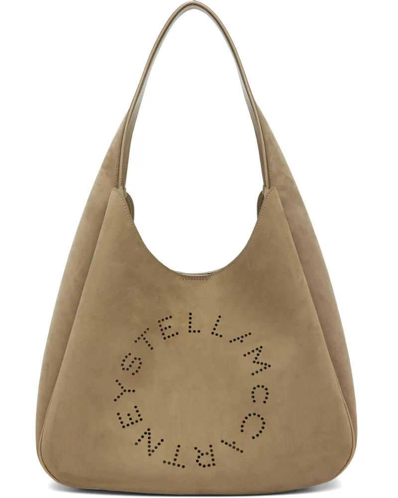 Stella McCartney Khaki Faux-Suede Logo & Piping Large Tote 2942