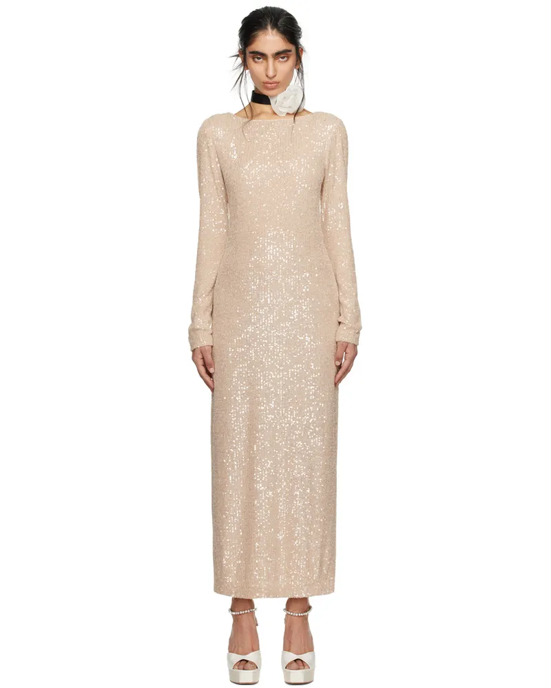 Anna Sui SSENSE Exclusive Beige Open Back Midi Dress Champagne