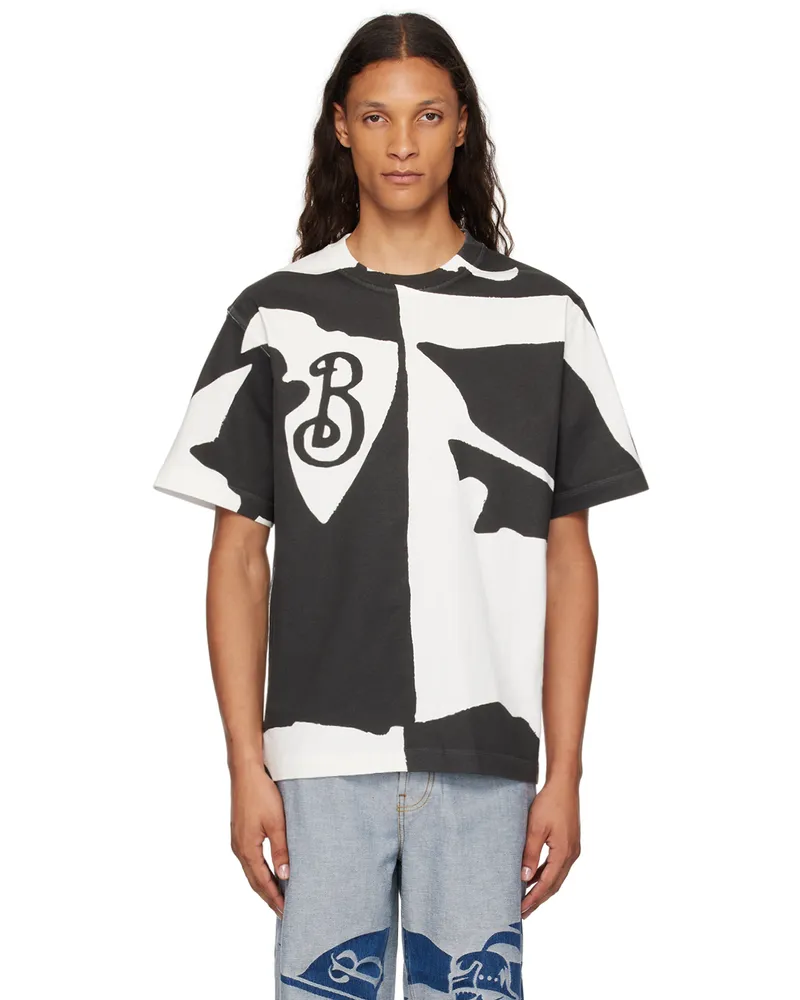 Burberry Black & White Organic Cotton T-Shirt Salt