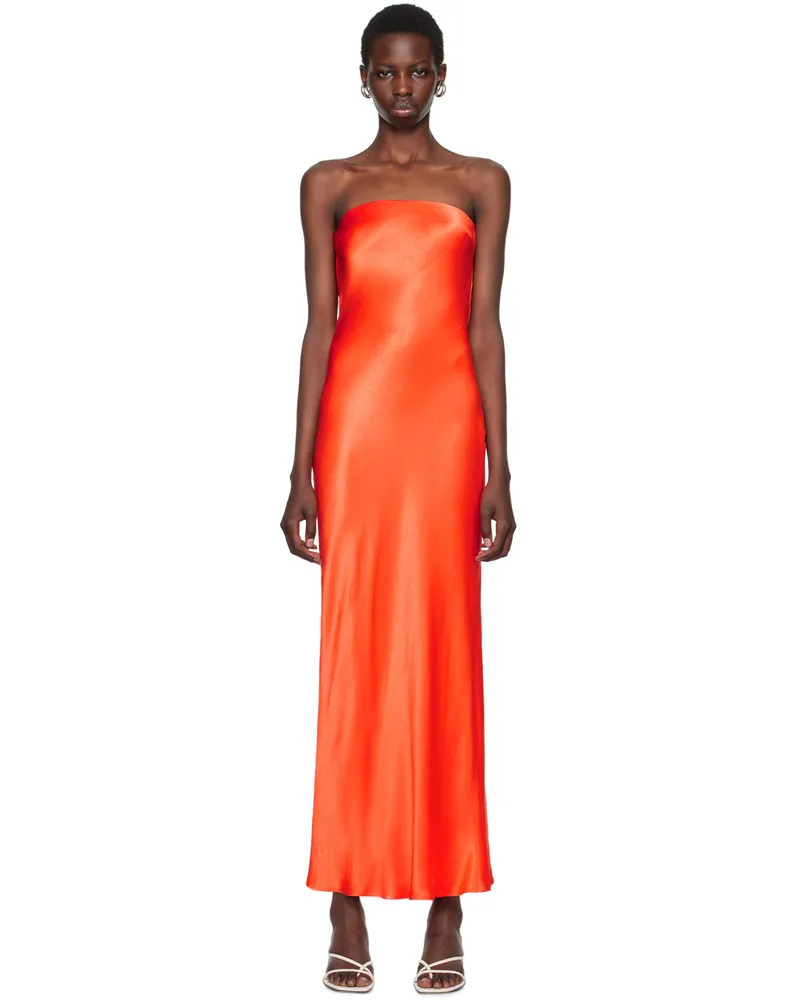 bec & bridge Orange Moon Dance Strapless Maxi Dress Fire