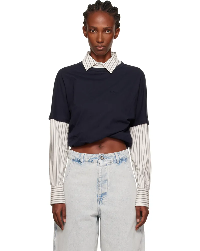 WE 11 DONE Navy Layered Twist Top Navy