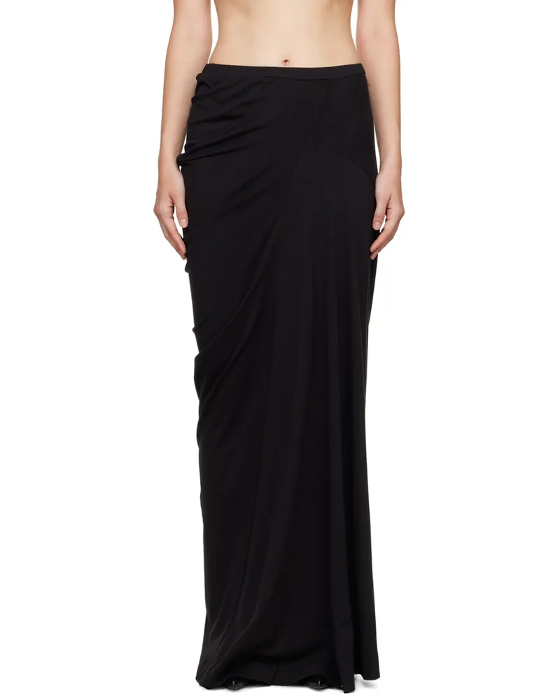 Dries van Noten Black Draped Cotton Maxi Skirt 900