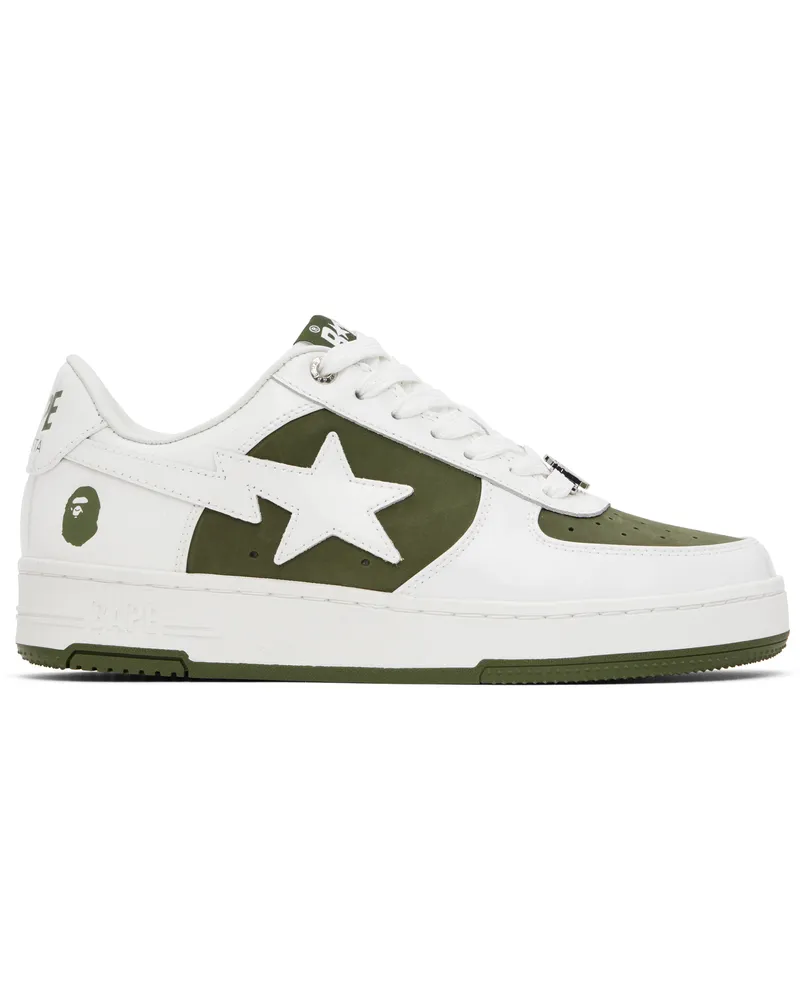 BAPE White & Khaki BAPE STA #6 Sneakers Olive