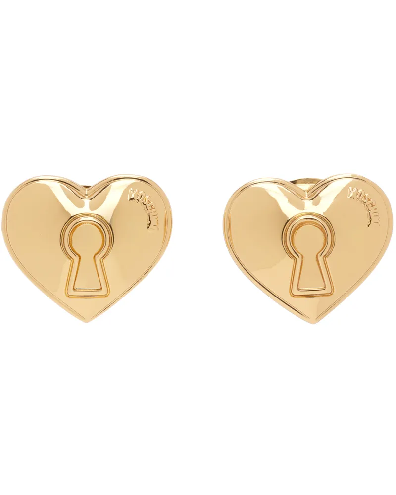 Moschino Gold Heart Lock Earrings A0606