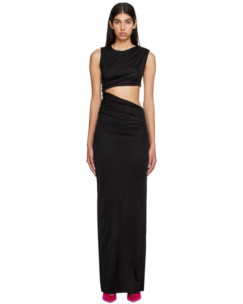 ATLEIN Black Ruffled Maxi Dress C0114