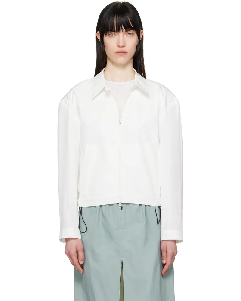 AMOMENTO White Cropped Zip-Up Jacket White