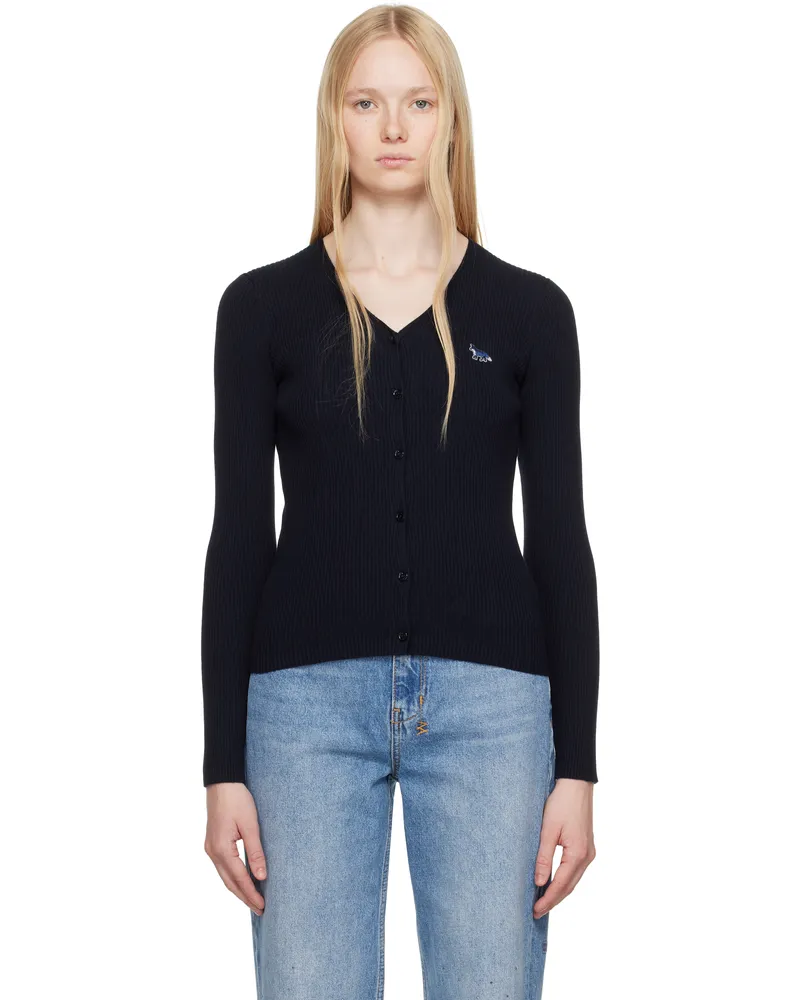 Kitsuné Navy Baby Fox Patch Fine Ribbed Cardigan P480