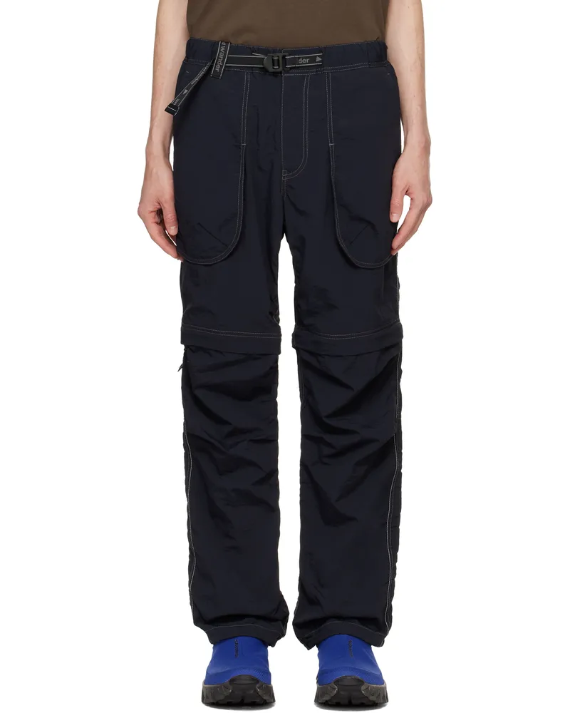 and wander Black NY Taffeta 2Way Cargo Pants Black010