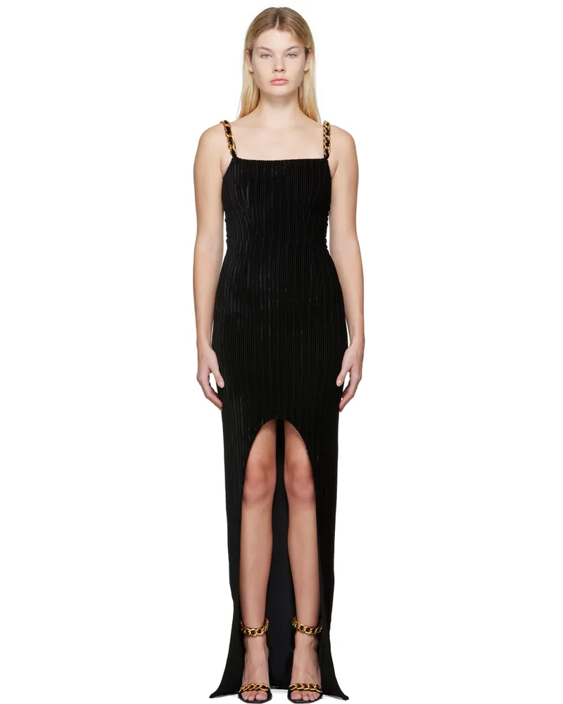 Balmain Black Chain Straps Maxi Dress 0pa