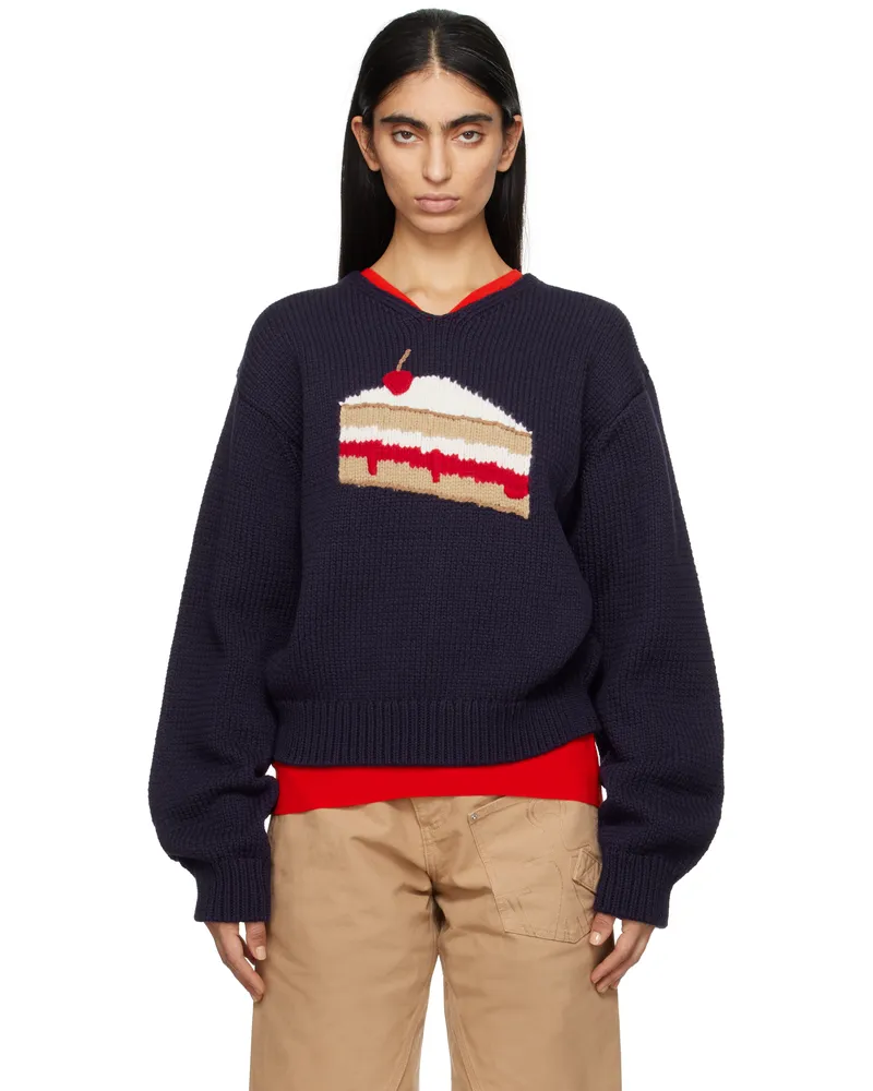J.W.Anderson Navy Cake Graphic Sweater 800