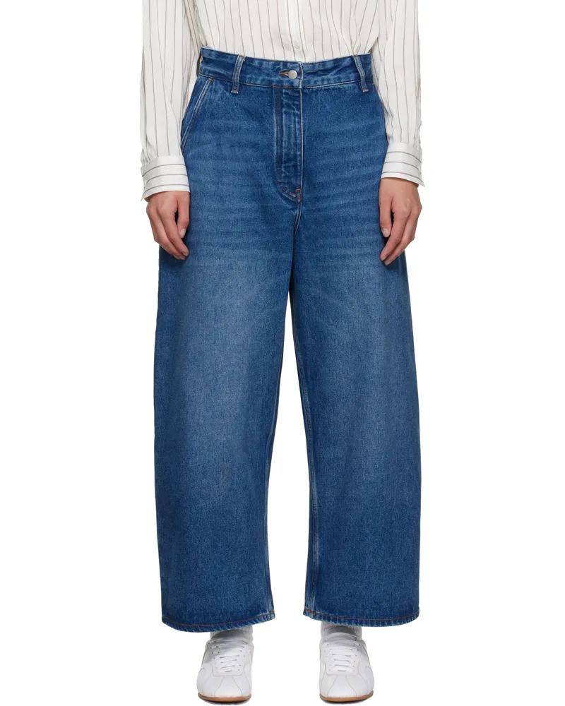 Studio Nicholson Blue Chalco Cropped Jeans Worn