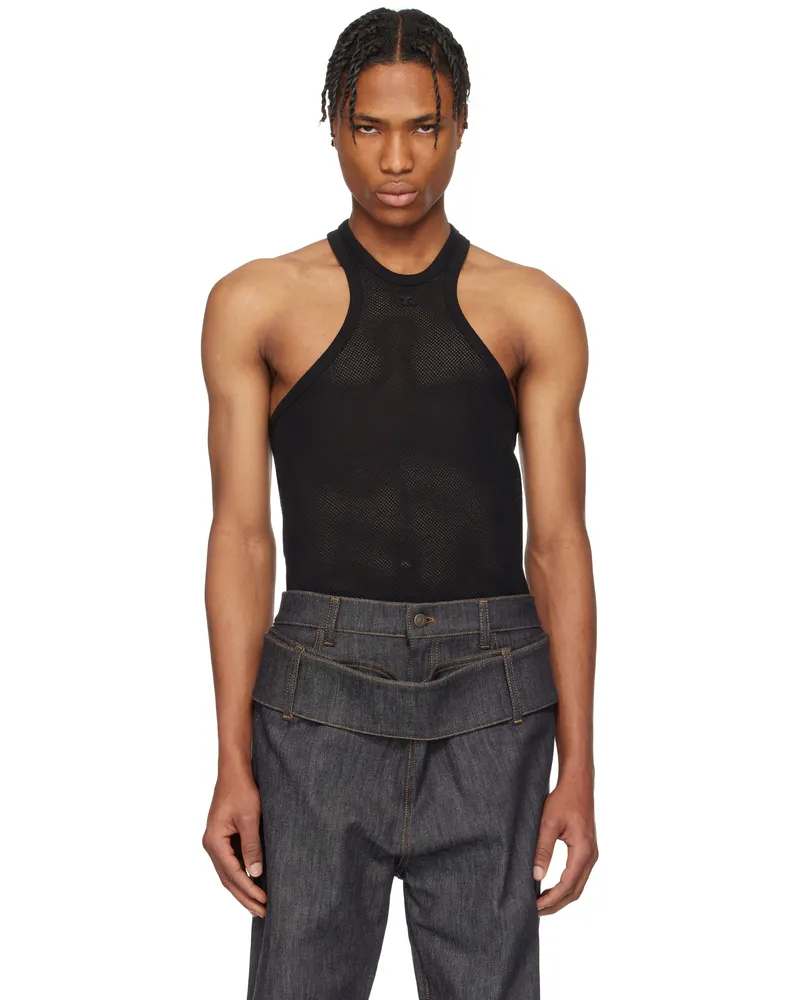 Courrèges Black Scuba Mesh Tank Top 9999