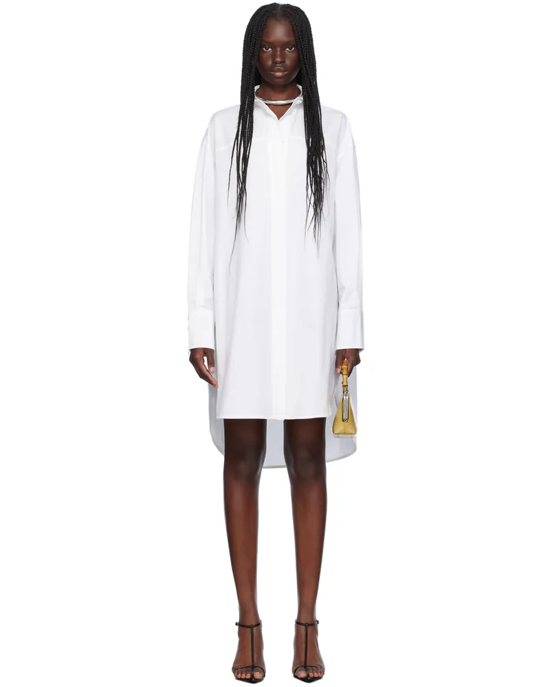 Jil Sander White Button-Up Midi Dress 100