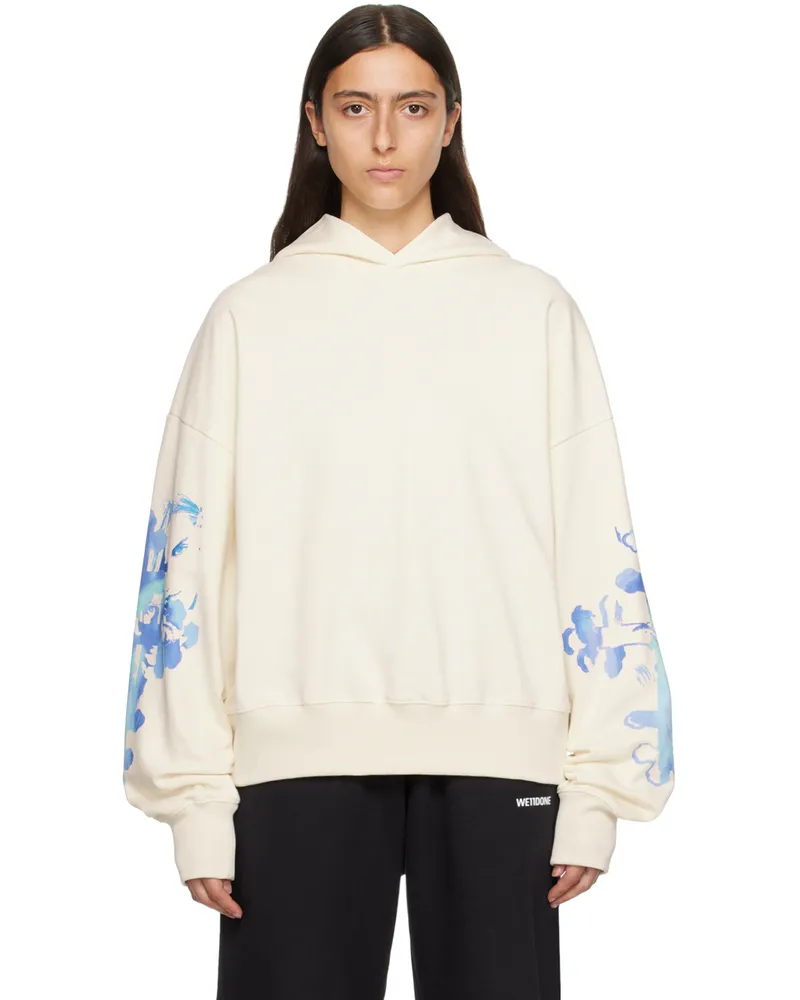WE 11 DONE White Gothic Hoodie White