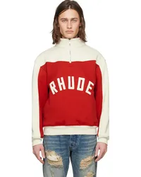 RHUDE Red & Off-White Half-Zip Sweater Red