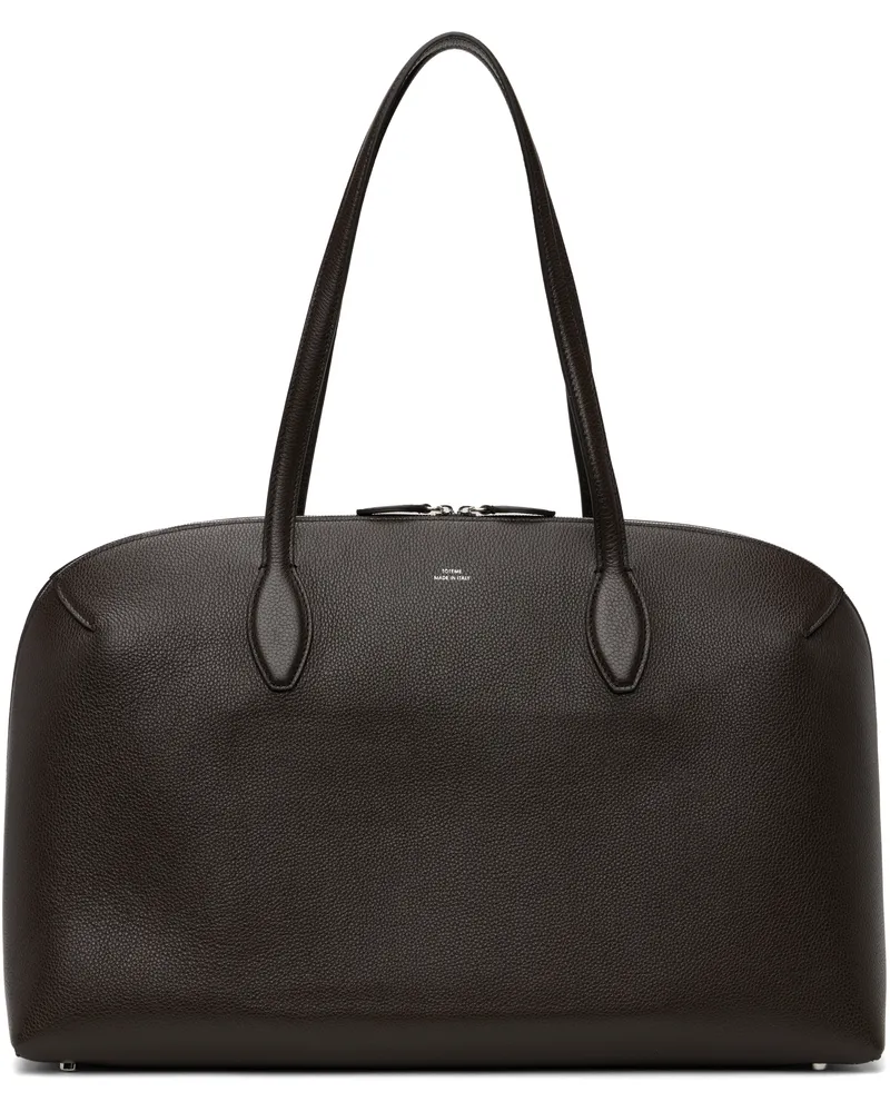 Totême Brown Grained-Leather Day Tote Dark