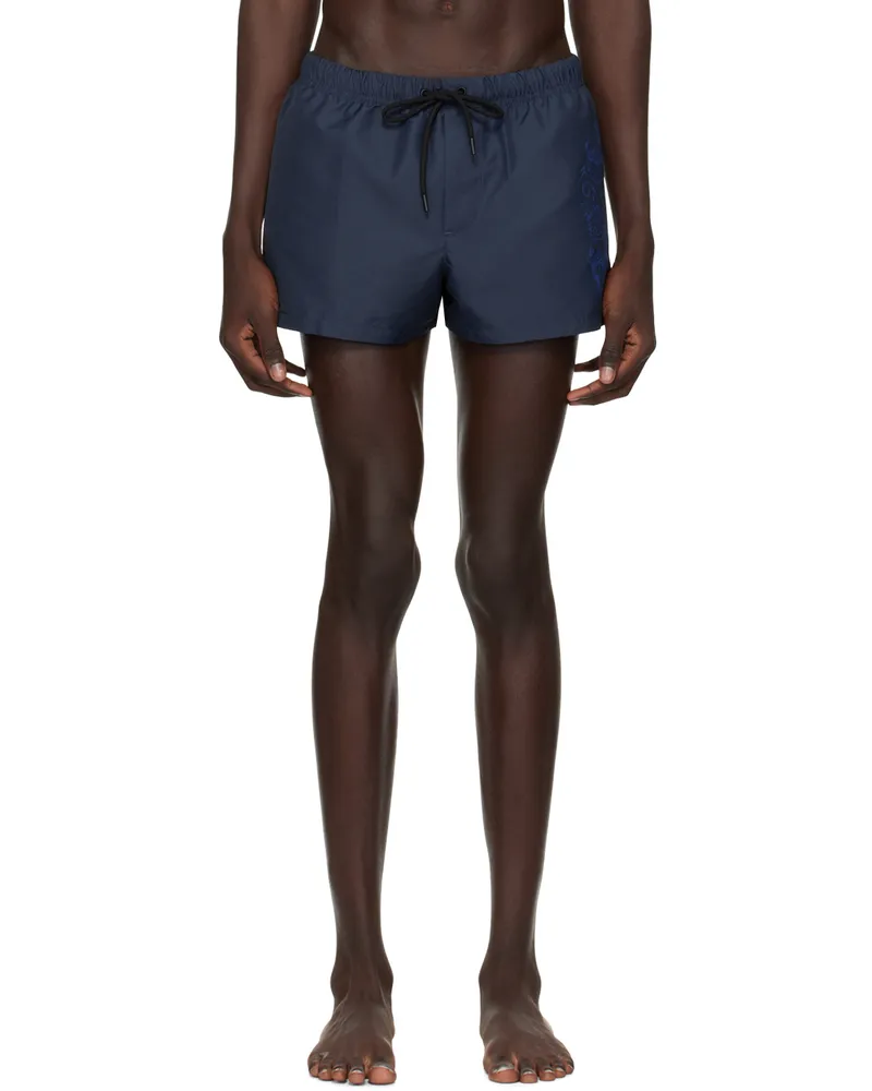 Versace Navy Cartouche Swim Shorts 5u040-blue