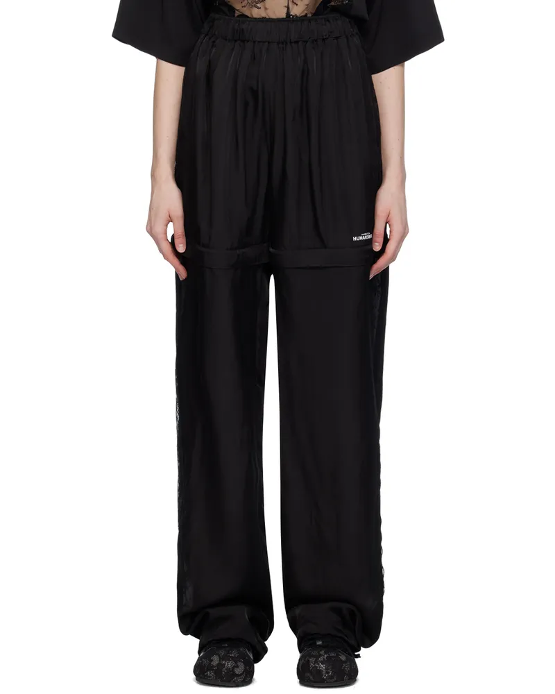 pushBUTTON Black Lace Track Pants Black