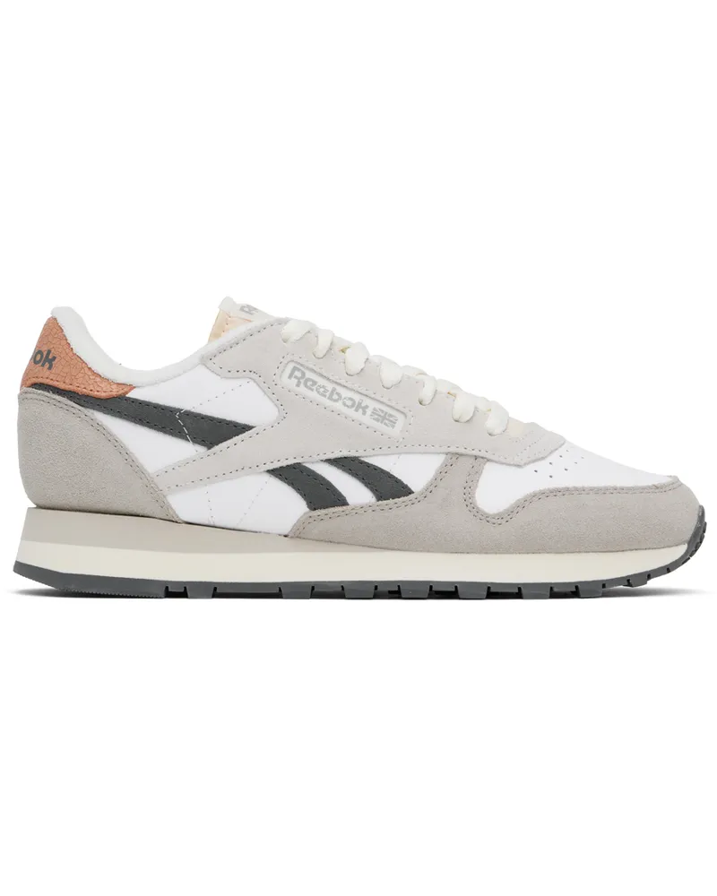 Reebok White & Taupe Classic Leather Sneakers White