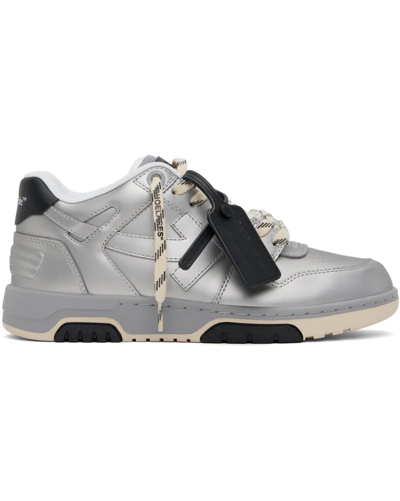 OFF-WHITE Silver Out Of Office Metallic Leather Sneakers Silver