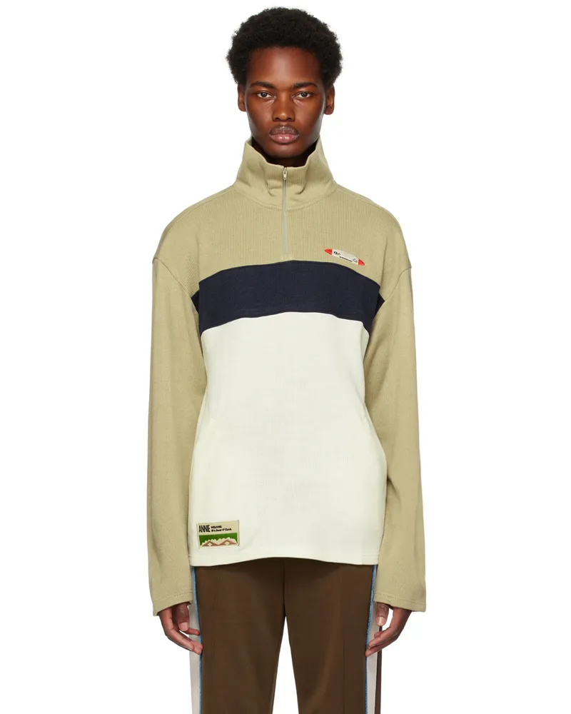 Kijun Off-White & Taupe Half-Zip Track Jacket Light