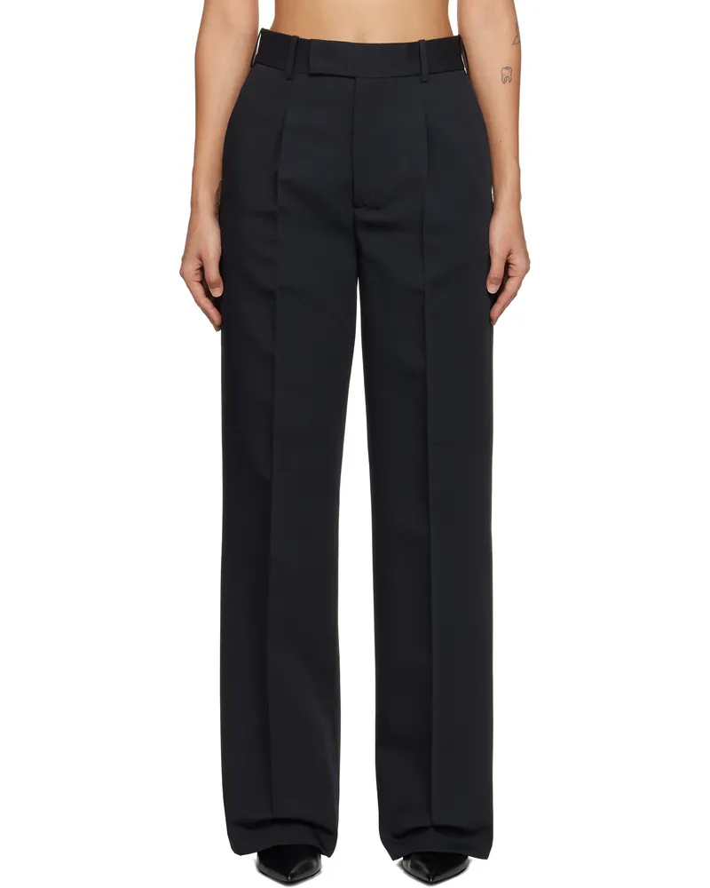 Róhe Black Relaxed Single Pleated Trousers 001