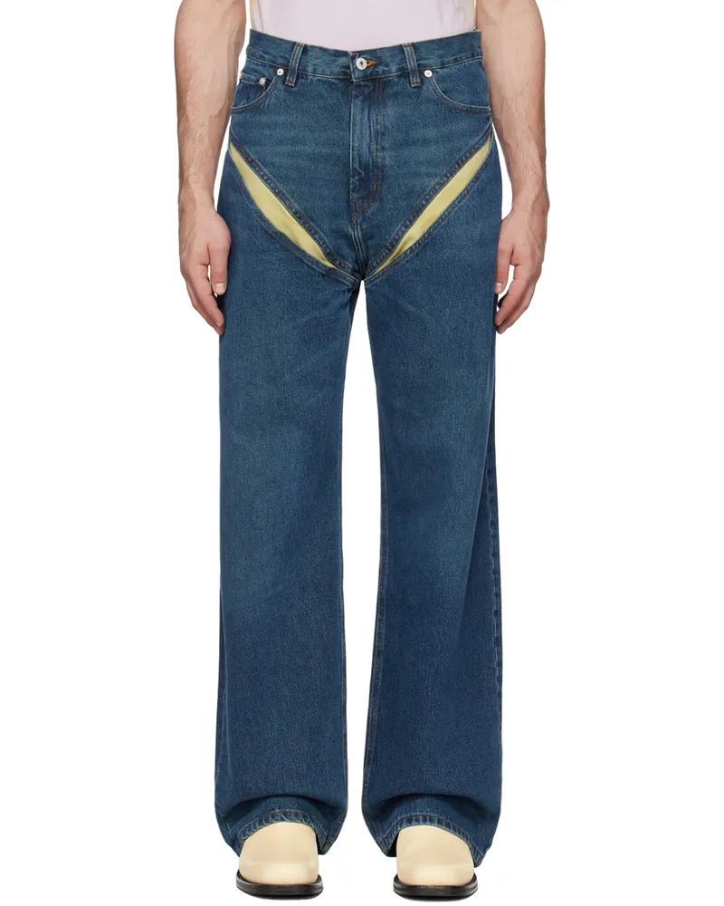 Y/PROJECT Blue Cut Out Jeans Evergreen