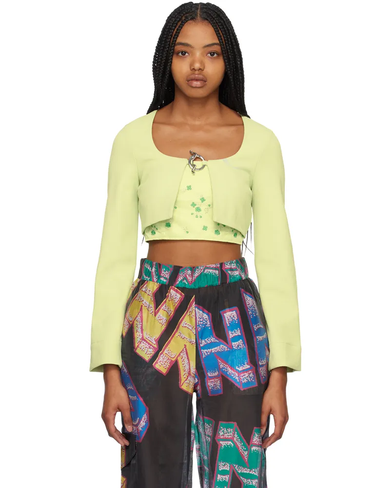 Ganni Green Cropped Blouse 769