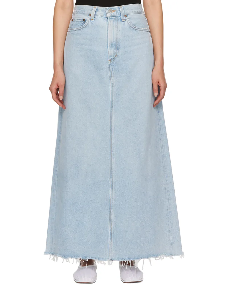 AGOLDE Blue Hilla Denim Maxi Skirt Practice