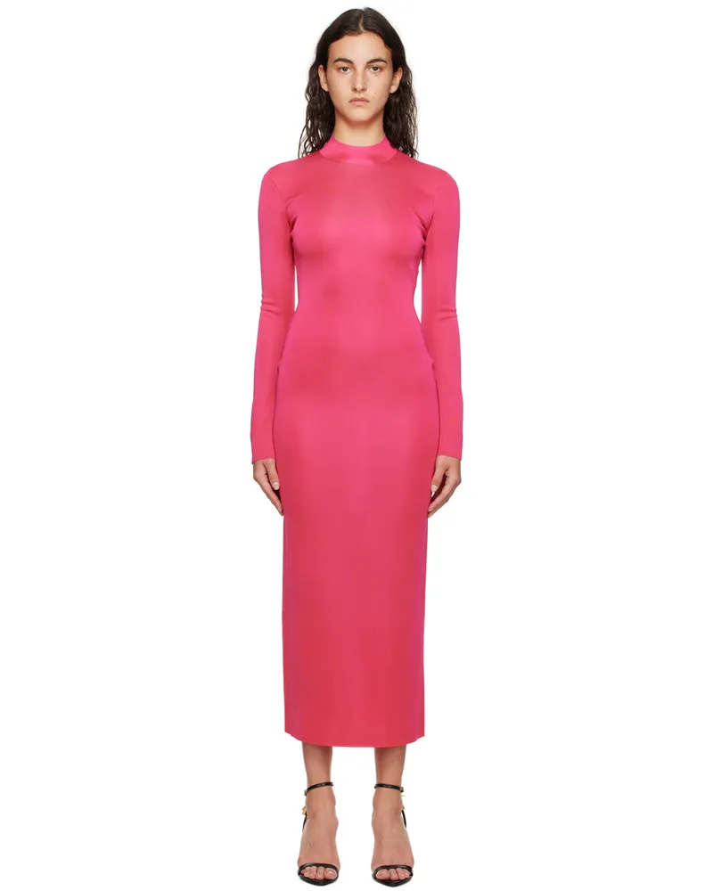 Tom Ford Pink Mock Neck Maxi Dress Dp645