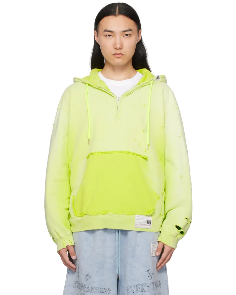 MIHARAYASUHIRO Yellow Sun Faded Half Zip-Up Hoodie Yellow