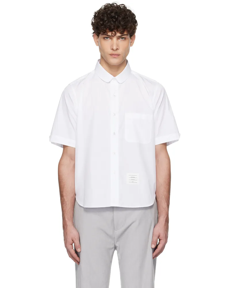 Thom Browne White Poplin Round Hem Shirt