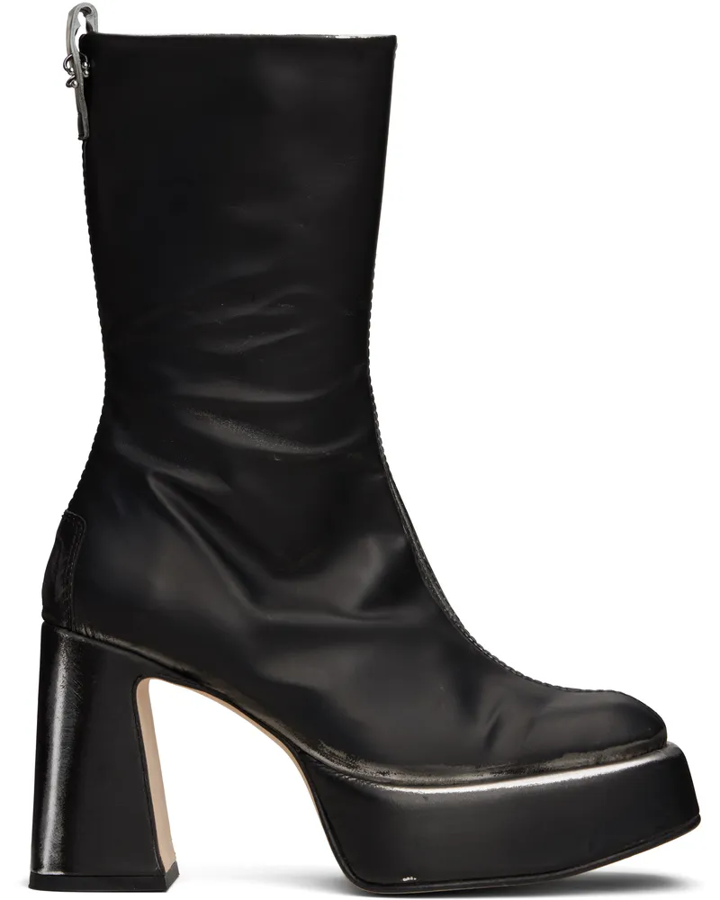 Miista Black & White Apple Ankle Boots Black