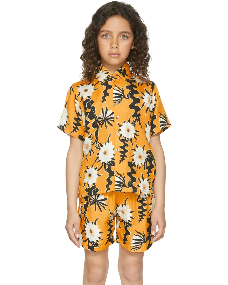 ENDLESS JOY SSENSE Exclusive Kids Yellow Epiphyllum Short Sleeve Shirt Saffron