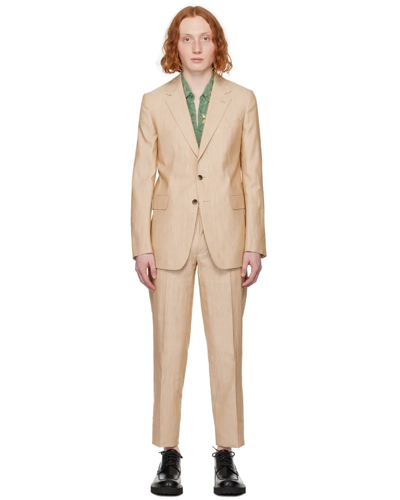 Dries van Noten Tan Notched Suit Light
