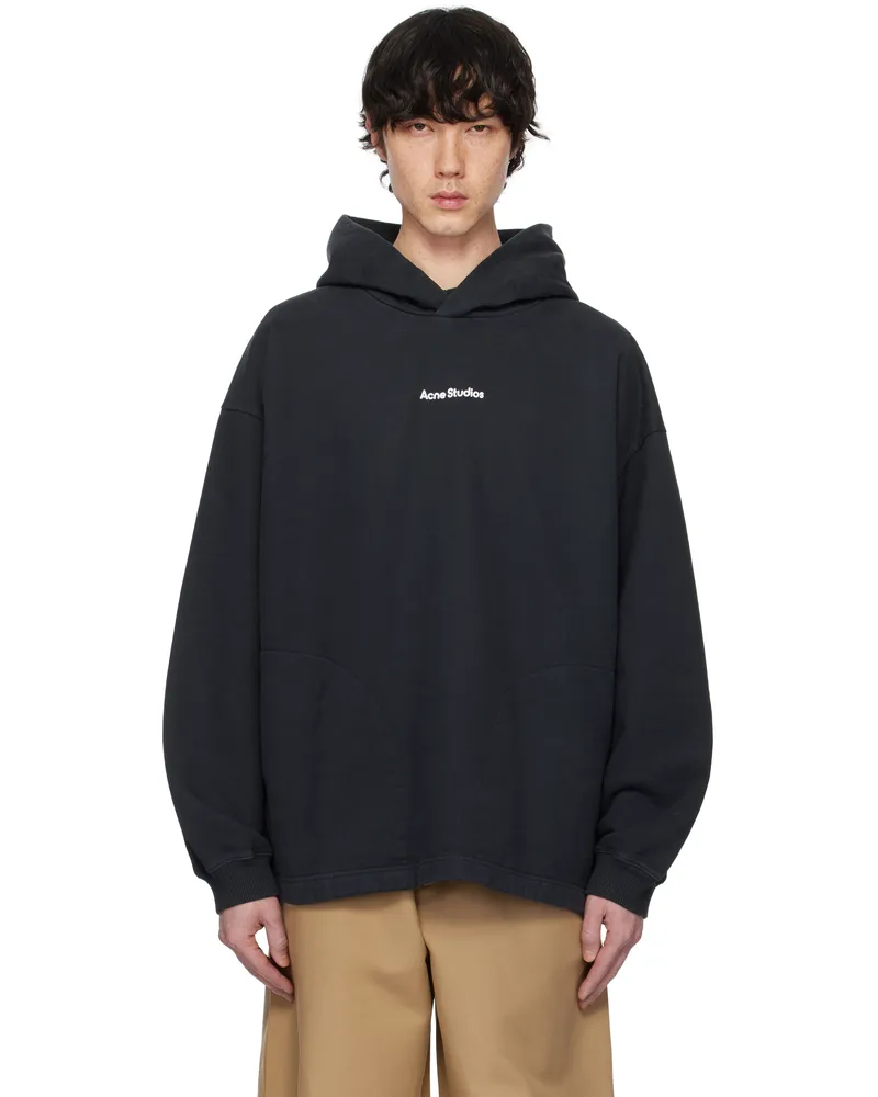 Acne Studios Black Logo Stamp Hoodie 900