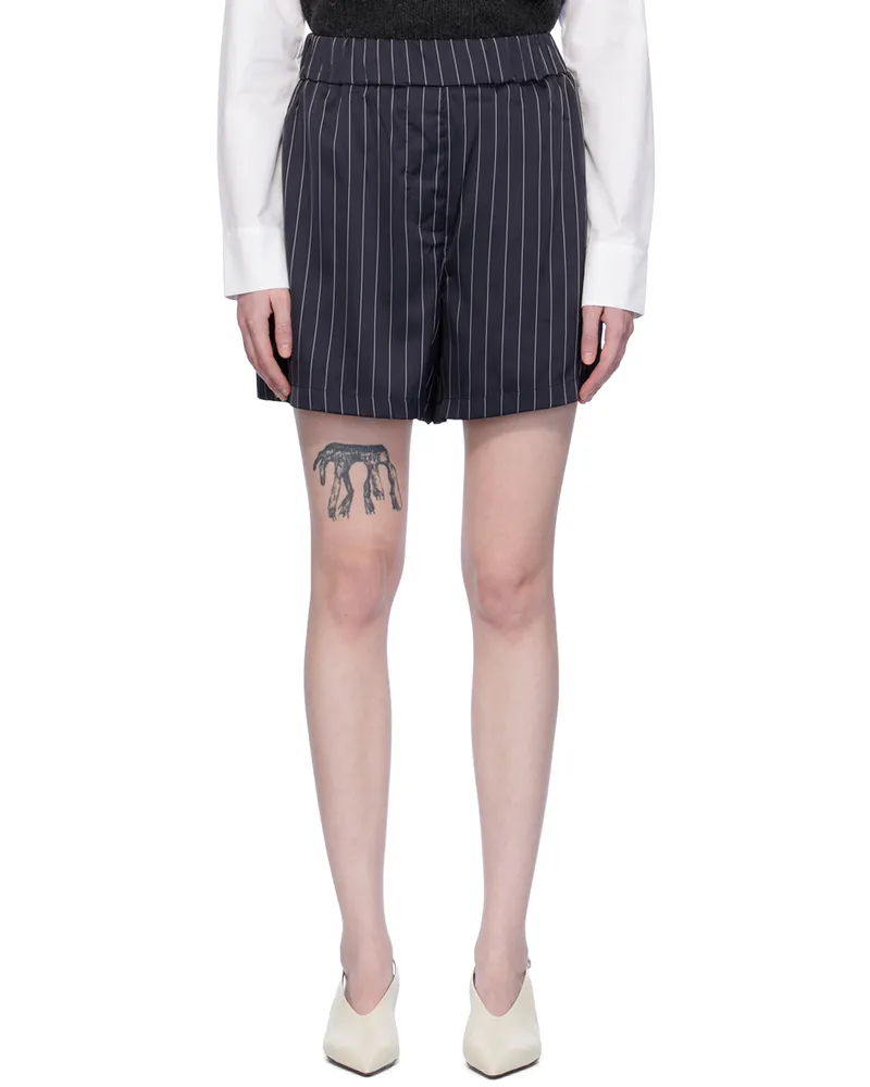 Elleme Navy Striped Shorts Striped