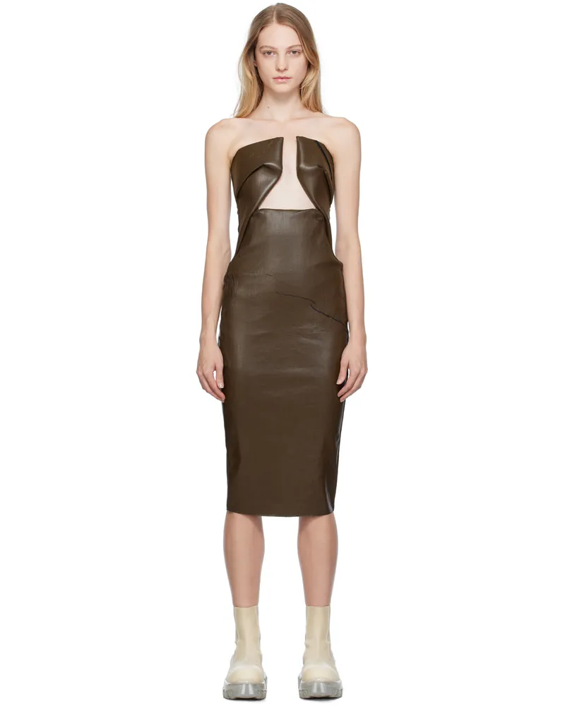 Rick Owens Brown Prong Denim Midi Dress 04