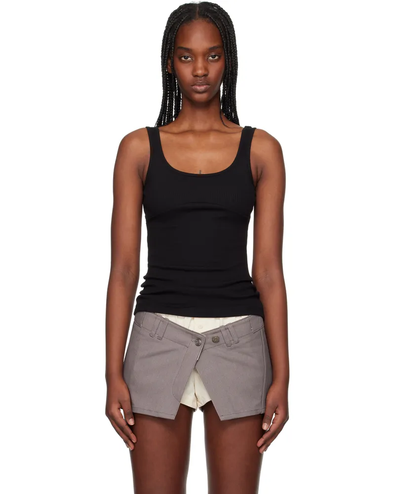 OPEN YY Black Ribbed Tank Top Black