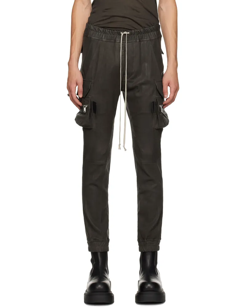 Rick Owens Gray Porterville Leather Pants 78