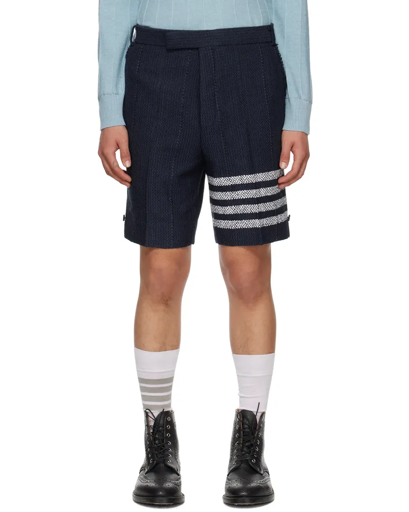 Thom Browne Navy 4-Bar Sack Shorts 415