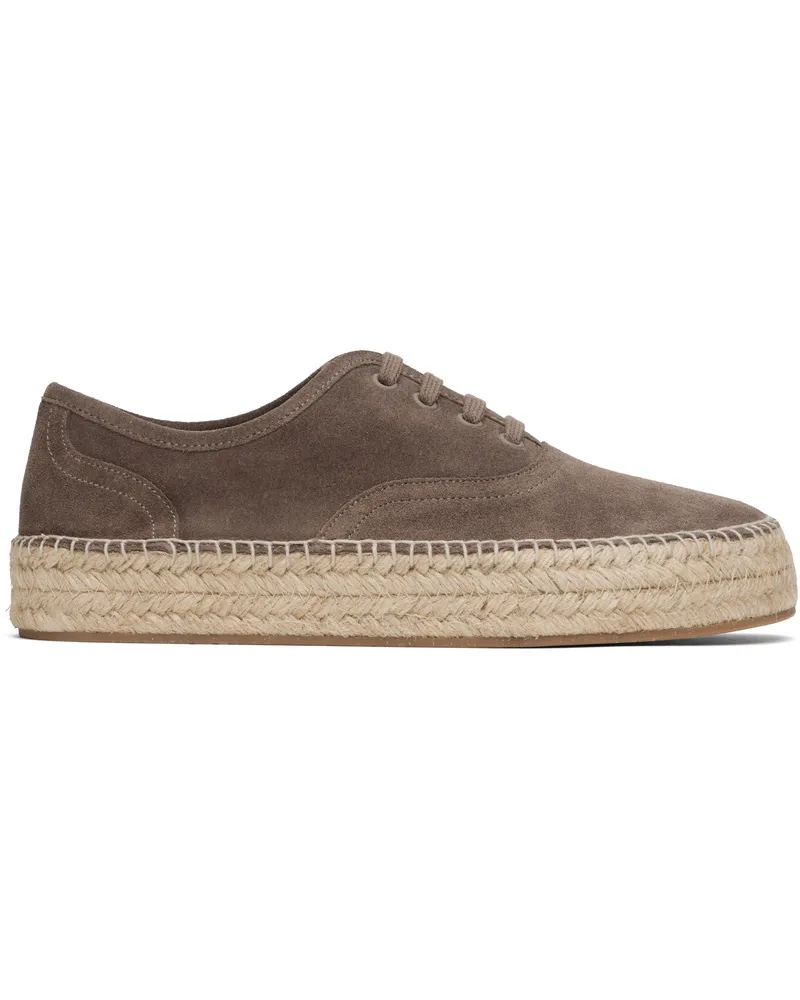J.W.Anderson Taupe Suede Lace-Front Platform Espadrilles 190